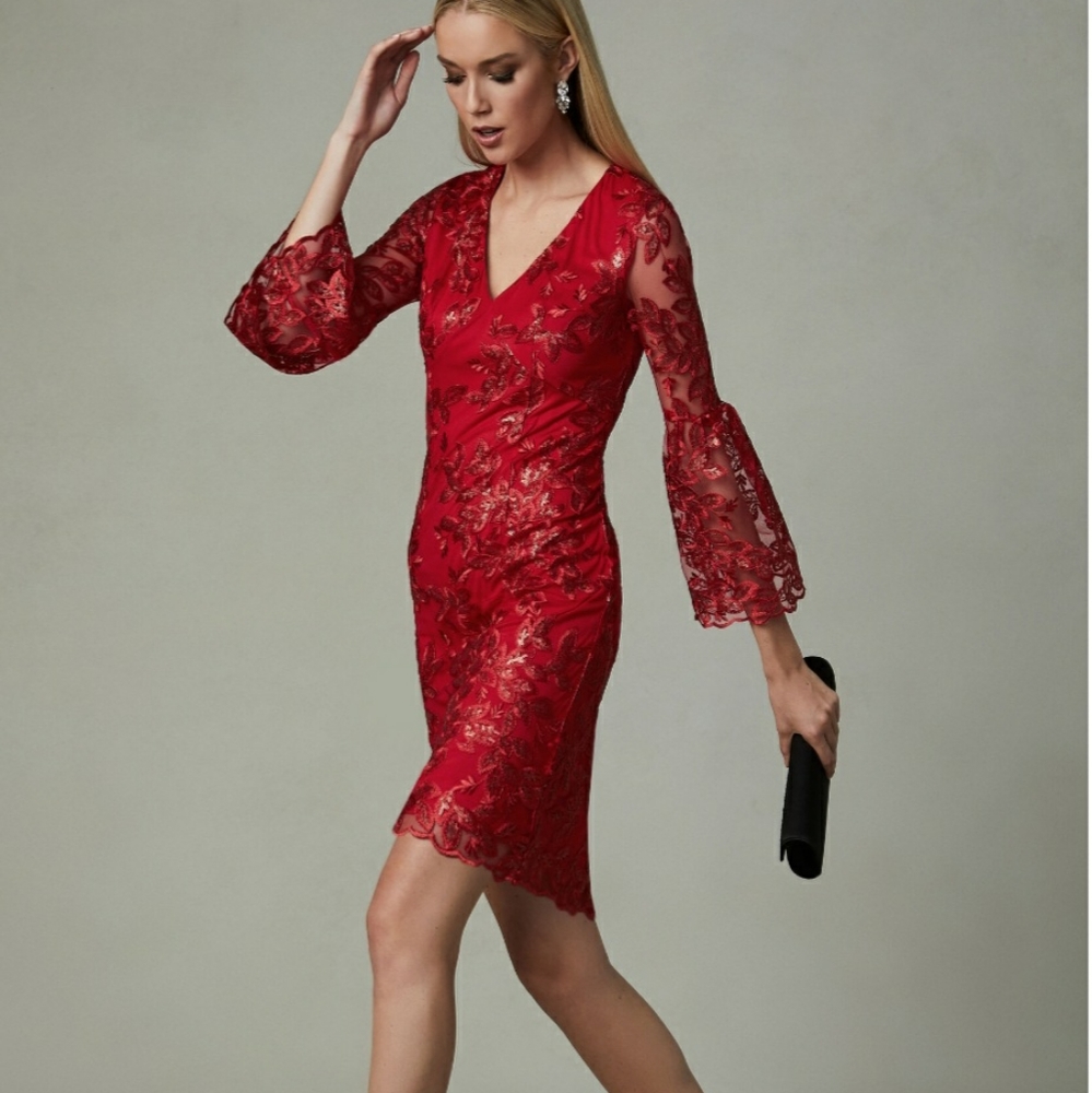 NWOT Red sequin lace dress by LM collection - Picture 2 of 10